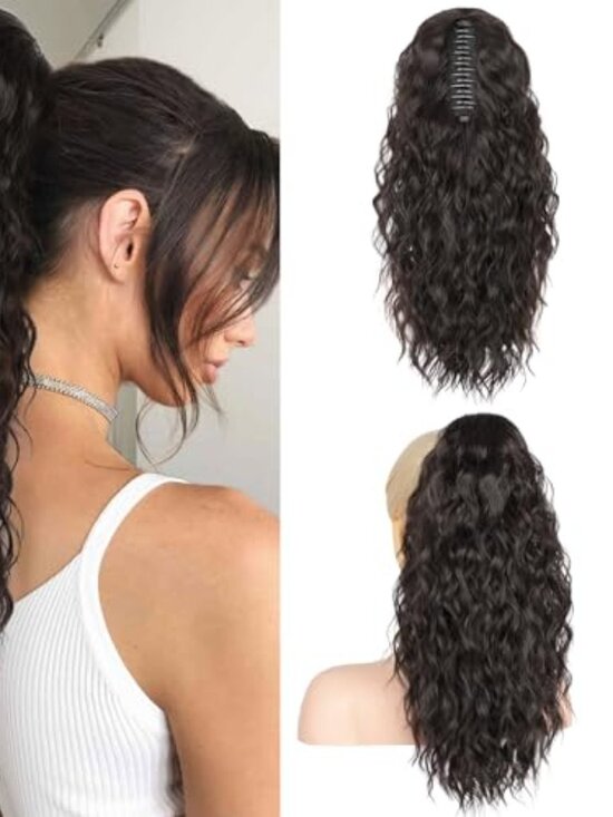 Ponytail Extension, 18 Inch Black Brown Claw Clip Ponytail Extensions main image 2